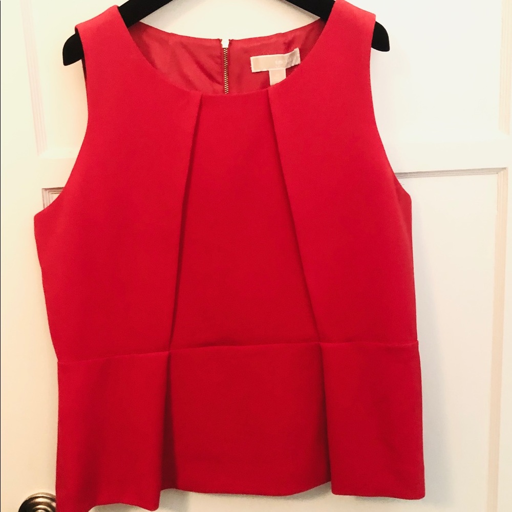 MICHAEL by Michael Kors Sleeveless Red Peplum Top